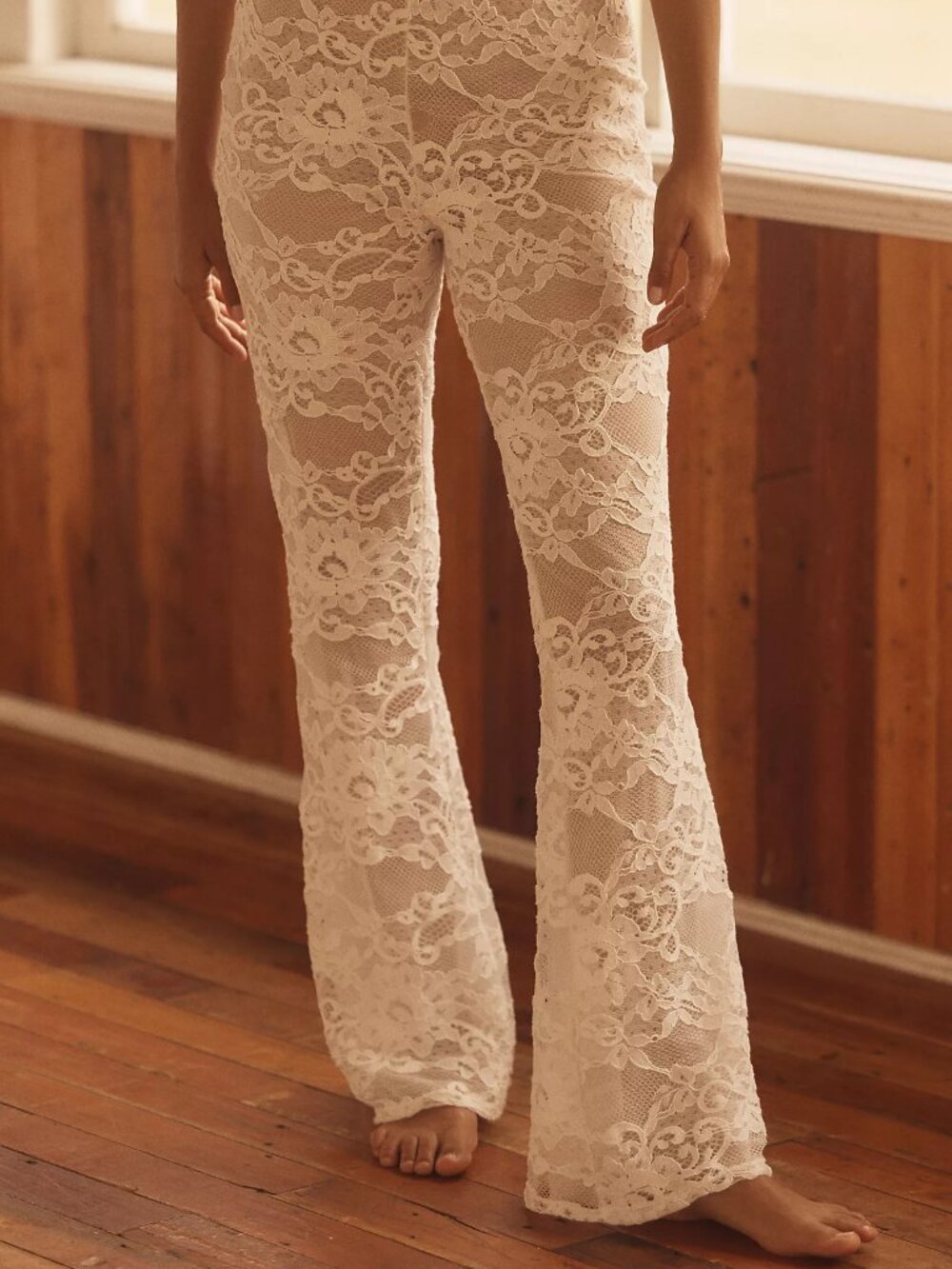 NWT - Anthropologie - Kilo Brava Sheer Lace Flare Pants - Size Medium